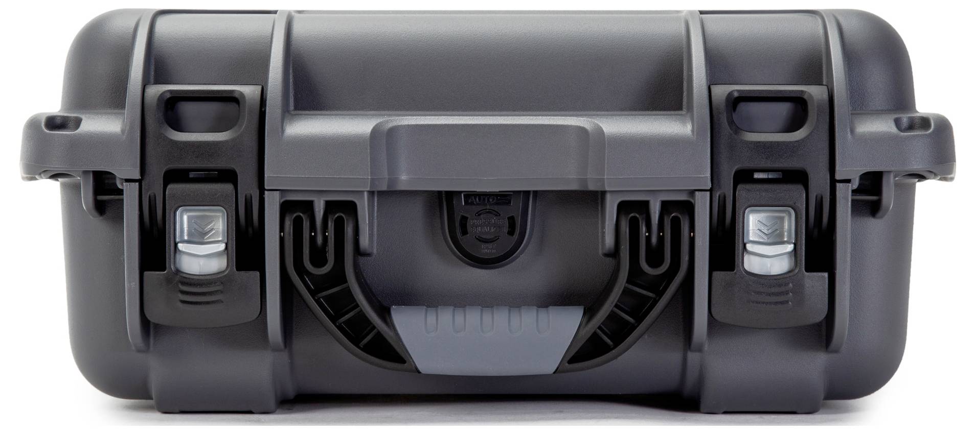 A robust, black protective case with two buckle closures, suitable for the secure transportation of delicate equipment.