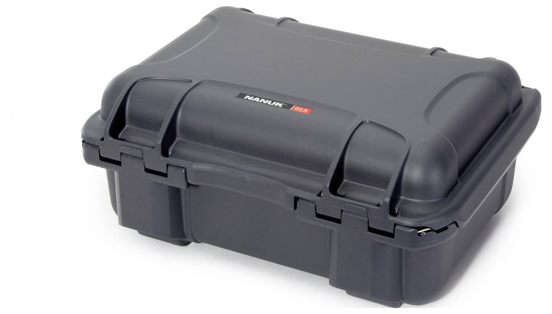 Black, robust storage case with hard shell casing on white background, suitable for safely transporting delicate items.