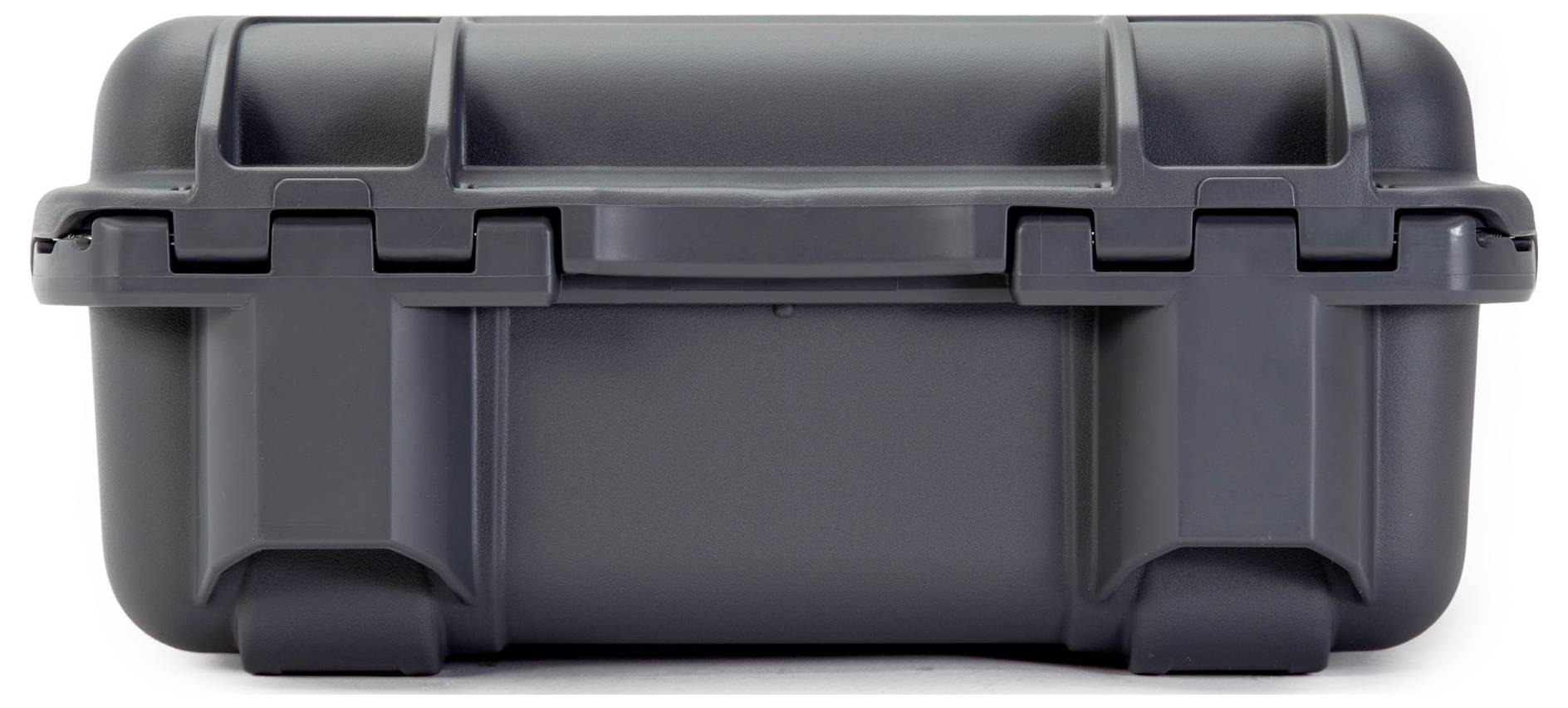 A robust, black suitcase with sturdy locks, suitable for the secure transportation of delicate equipment.