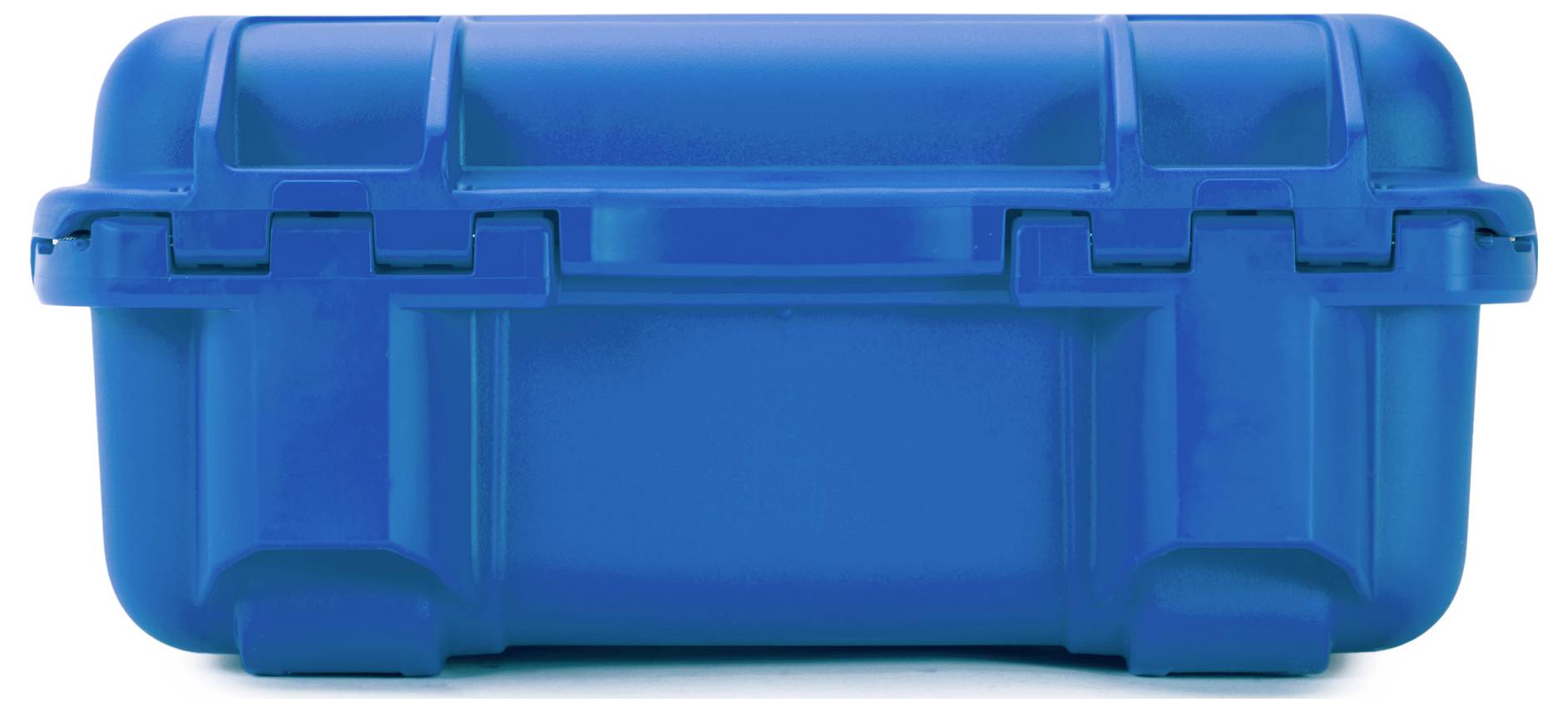 Blue, rectangular hard-shell case with robust fastening, suitable for secure transportation of delicate items.