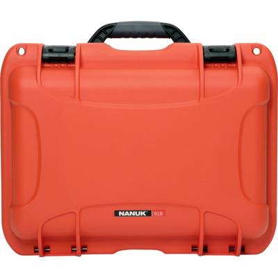 A robust, orange suitcase with a black handle, ideal for safely transporting delicate items.