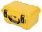 Yellow, robust transport case with black handle and two latches. Ideal for securely storing delicate items.