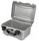 Grey, robust storage case with an open lid and black fasteners, suitable for protecting and transporting equipment.