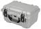 Silver, robust protective case with two snap locks and a handle, suitable for secure storage and transportation.