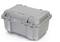 Silver, robust protective case with secure fastening. Suitable for safe storage of delicate equipment.