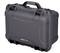Black, sturdy suitcase with carry handle and robust design.
