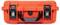 A sturdy, orange plastic case with black clasps and a handle, suitable for the safe transportation of delicate items.