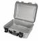An open, empty, grey protective case with robust locks and handle is visible. Ideal for securely transporting delicate items.