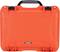 A vivid orange, robust transport case with a black handle, perfect for securely storing delicate equipment.