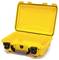 Yellow, open transport case with robust locks and handle, suitable for secure transport and storage of delicate items.