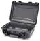 Opened black hard-shell suitcase with robust handle and double locks. Ideal for secure transportation and storage.