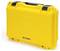Yellow, robust protective case with black handle and latches, suitable for the secure transportation of delicate items.