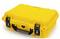 Yellow, weatherproof hard-shell suitcase with black handle, suitable for secure storage and transportation of delicate equipment.