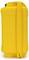 Yellow jerry can with a black lid, side view. The jerry can has an integrated handle and a smooth surface.