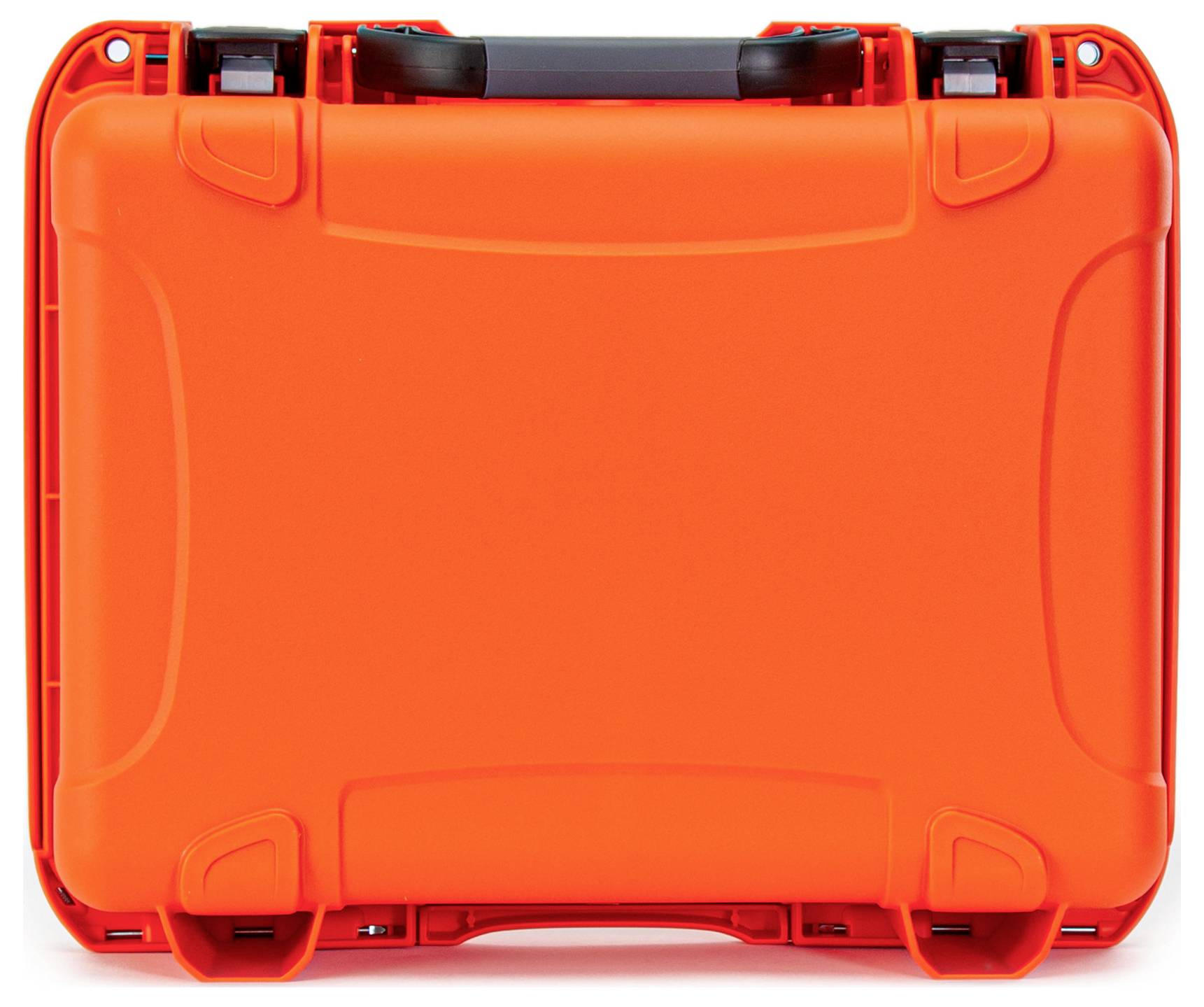 A bright orange hard-shell suitcase with black handles, robust and sturdy, ideal for safely transporting equipment.