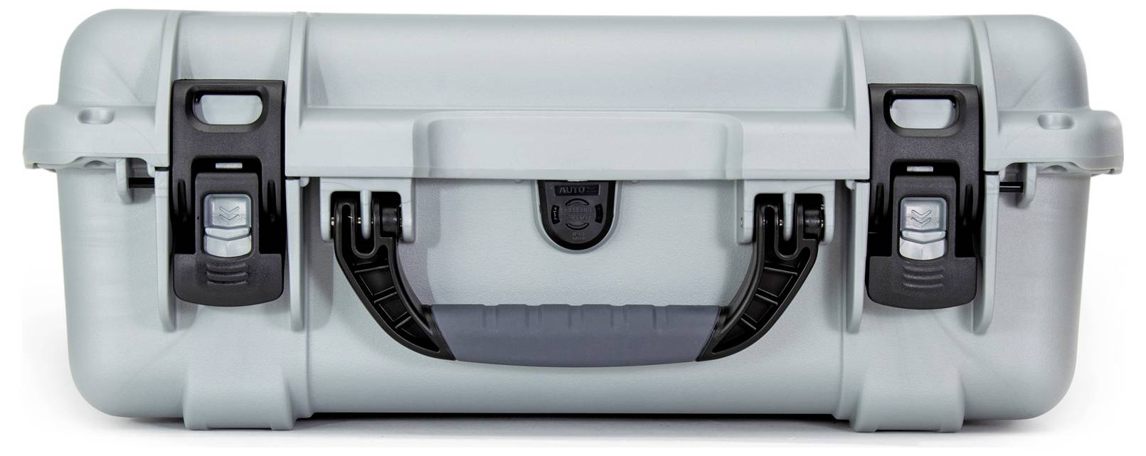 Robust, grey protective case with two black locks and a handle in the centre. Ideal for the secure transportation of delicate equipment.