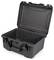 Black, open hard-shell briefcase with handle, robust and empty, suitable for securely storing delicate items.