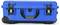 Blue, robust hard-shell suitcase with black locks, carry handle and wheels; suitable for secure transportation of delicate equipment.