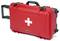 Red first aid box with white cross symbol.