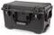 A robust, black hard-shell suitcase with handles and locks, suitable for safely transporting delicate items.