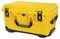 Yellow, robust plastic case with black handles and locks, suitable for the safe transportation of delicate items.