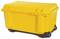 A yellow transport case on wheels, suitable for the safe and mobile transportation of delicate items.