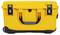 Yellow, lockable tool case with two locks and carry handle, suitable for transporting and storing tools.