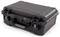 Black, robust transport case with double catch lock and carry handle, suitable for secure protection of sensitive equipment.