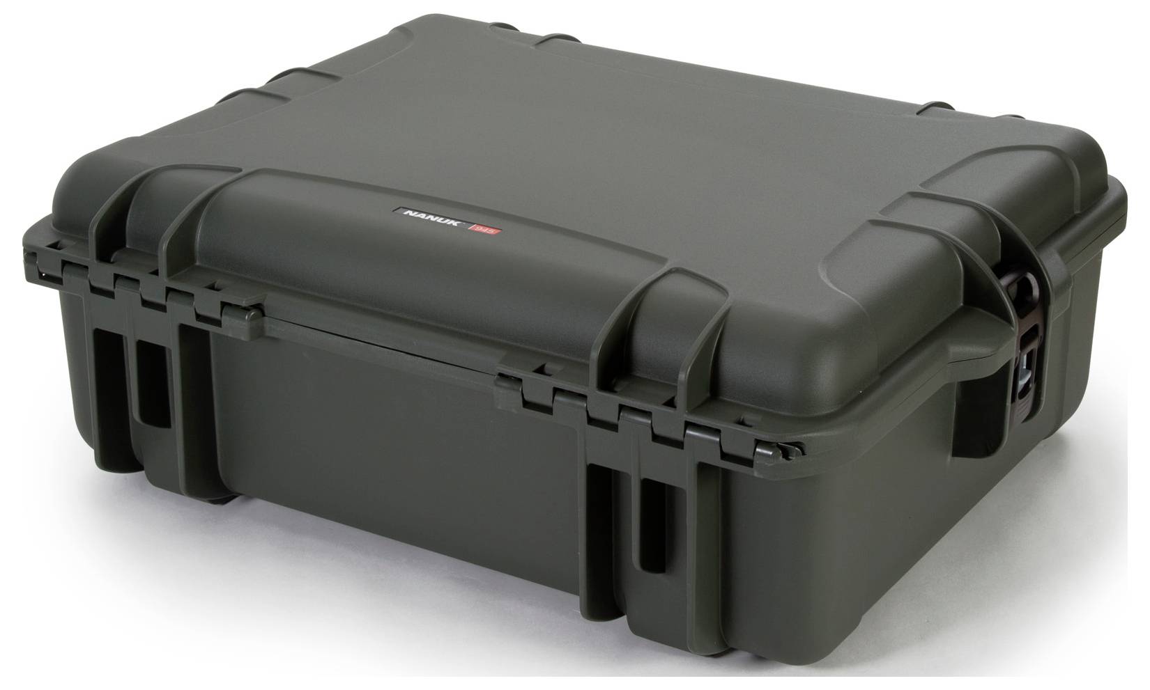 A black, robust protective case with reinforced corners and a locking system, presumably for the secure transportation of delicate items.
