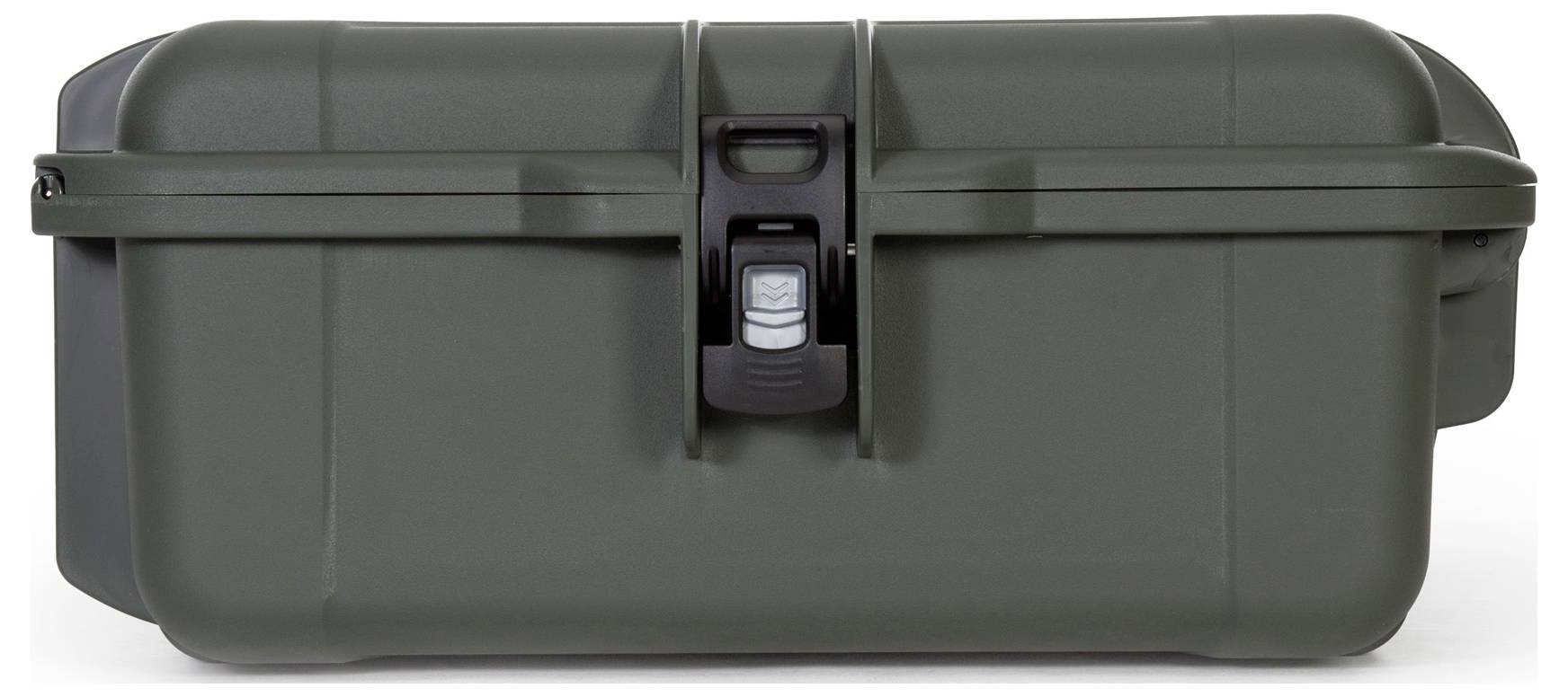 A sturdy, sealed, dark grey plastic box with a central locking mechanism, suitable for secure transport or protection.