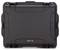 A sturdy black case with robust locks and a handle, suitable for the secure transportation of delicate items.