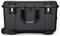 A robust black suitcase with locks and handle, suitable for securely transporting delicate equipment.