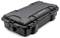 Black, robust hard-shell suitcase with locks and handles, suitable for protecting and transporting delicate items.