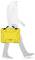 A person is carrying a yellow hard-shell suitcase. The suitcase has a handle and is sturdy, suitable for the safe transportation of items.