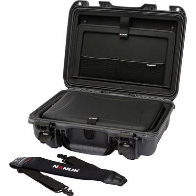Open black hard-shell case with padded interior and shoulder strap, suitable for the secure transportation of sensitive equipment.