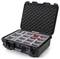 Open black protective case with padded foam and flexible compartments. Ideal for safely transporting delicate equipment.