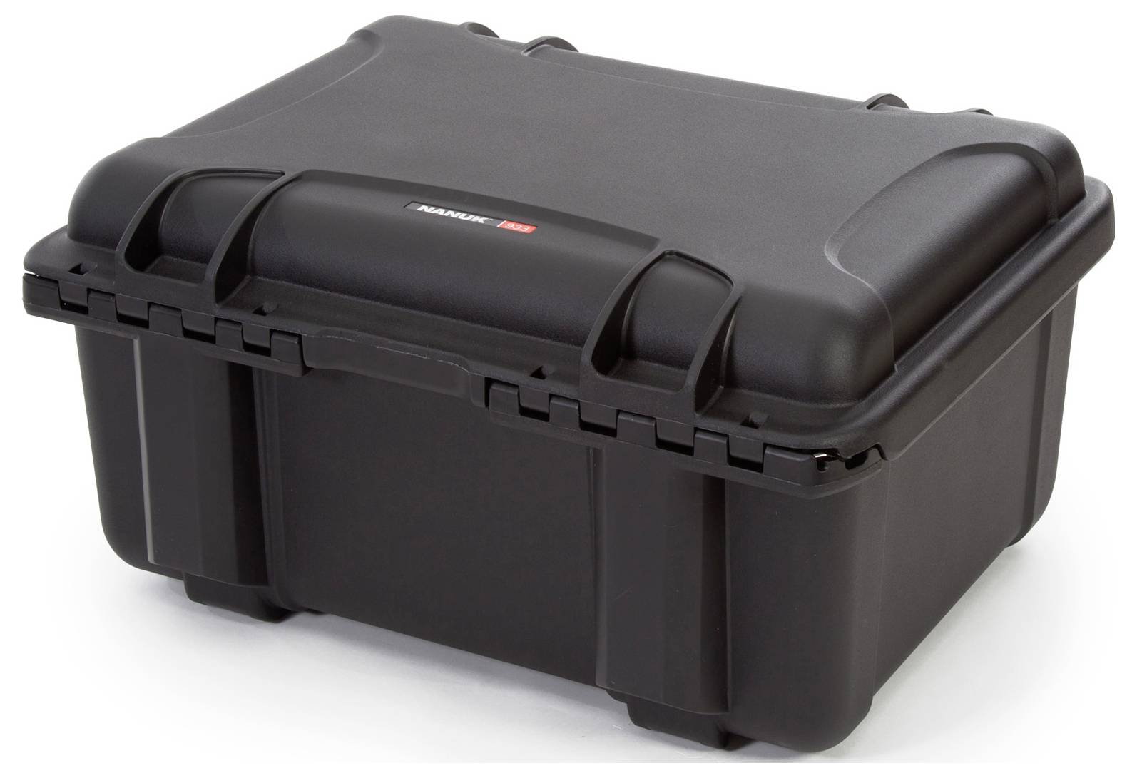 Black, robust protective case with secure closure, suitable for transporting and storing delicate equipment.