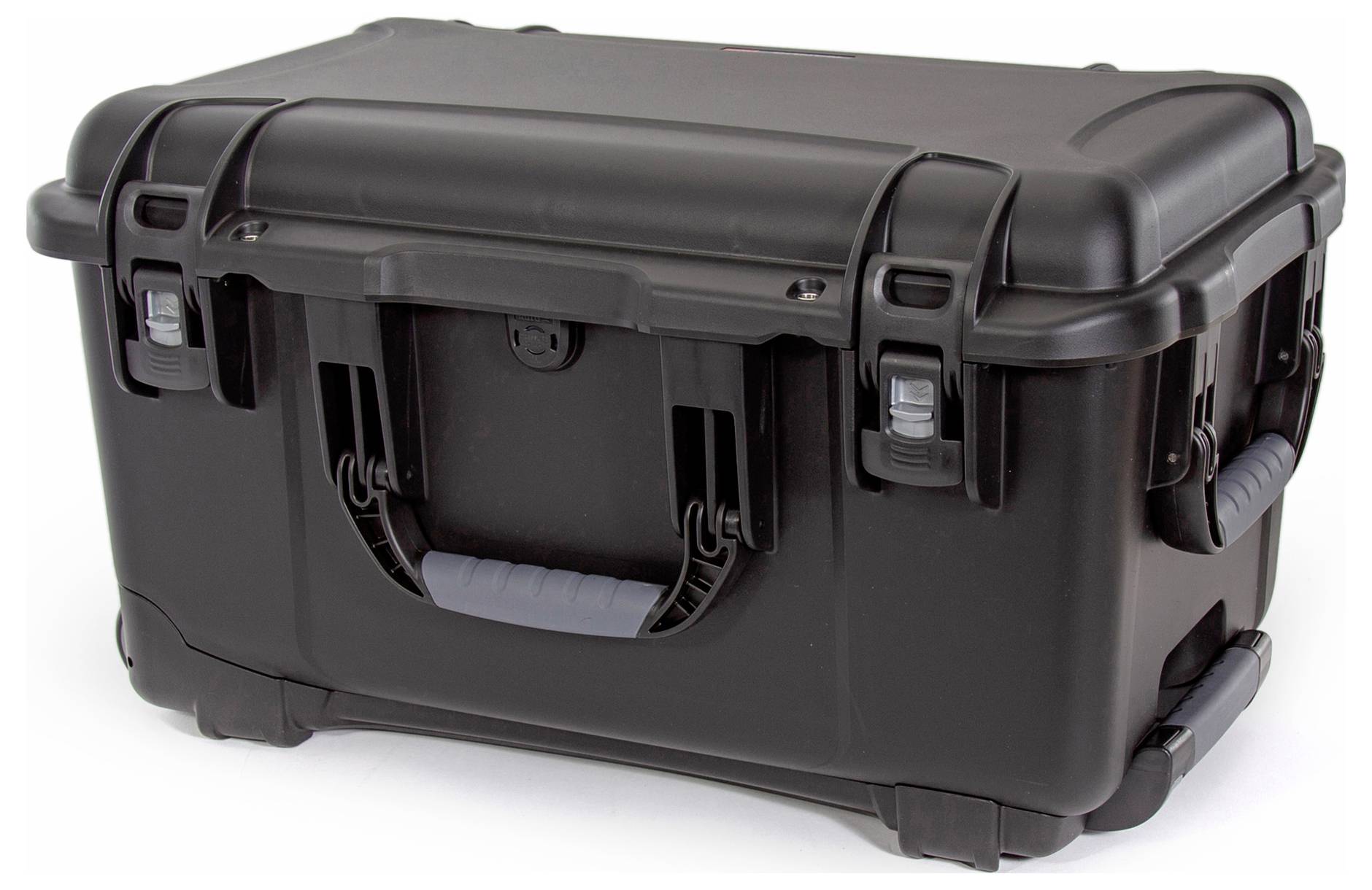 A large, black plastic case with robust locks and handles, likely designed for secure transportation or storage.
