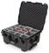 Black, open hard-shell case with compartments and foam padding. Suitable for securely transporting delicate items.