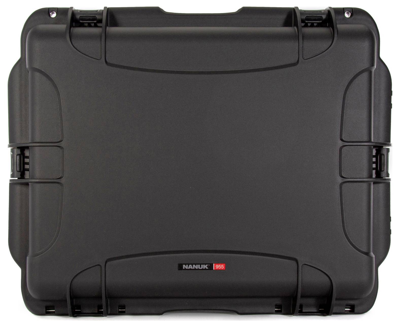 Black, robust protective case with side handles, suitable for the safe transportation of delicate items.