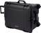 Black hard-shell suitcase with carry handle and robust locks, suitable for the secure transportation of delicate items.