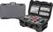 Closed and open grey hard-shell suitcase with compartments and padded interior for secure storage of equipment.