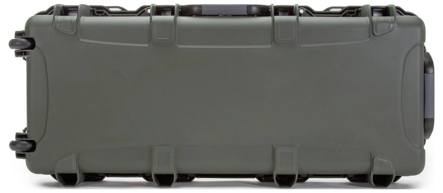 A large, robust grey suitcase with multiple locks, suitable for the secure transportation of delicate items.