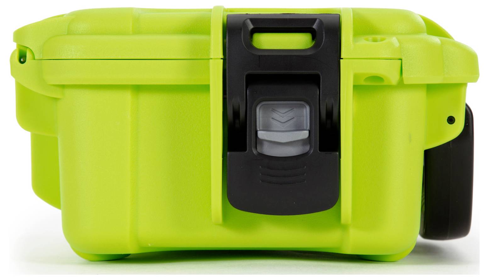 Green, waterproof case with black fastening. Ideal for the secure transportation of delicate equipment.