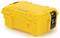 Yellow, robust protective case with black fastening; suitable for transporting and protecting delicate equipment.