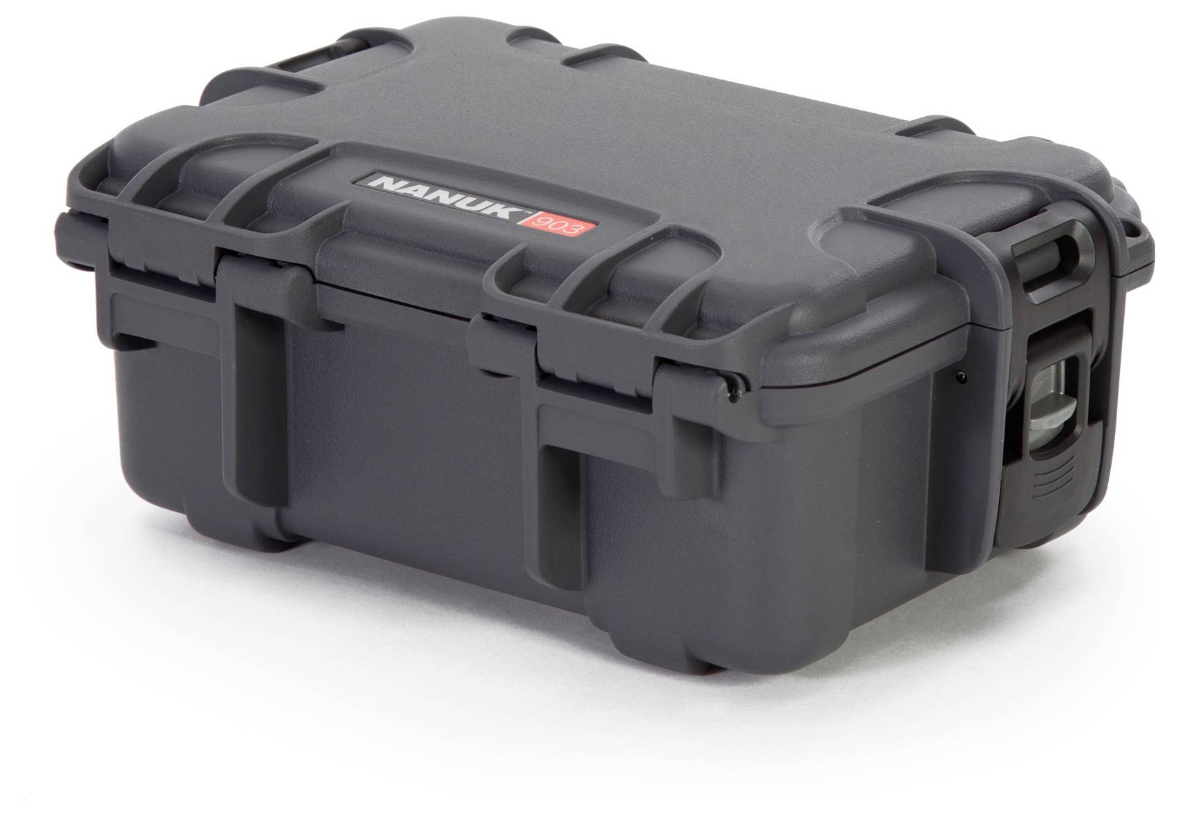 A robust, black plastic protective case with the brand name on the lid.