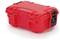 Red, robust protective case with black fastening, suitable for securely transporting delicate items.