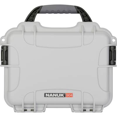 Grey protective case with black handle and side latches, brand 'Nanuk 904'. Ideal for securely transporting equipment.
