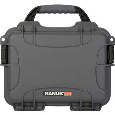 Grey, robust Nanuk 904 case with carry handle. Ideal for secure transportation of delicate items.