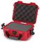 Red, open protective case with foam padding inside. Suitable for safely transporting delicate items.